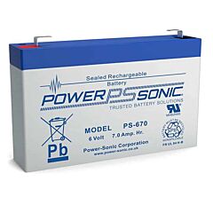 Power-Sonic PS-670F1 ~ Rechargeable SLA Battery 6v 7.0Ah
