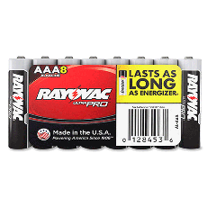 AL-AAA 1.5 Volt Rayovac Ultra Pro Alkaline Button Top Batteries (Eight Pack)