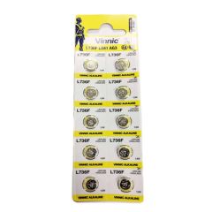 L736 Micro Alkaline Coin Cell Battery (10 Pack) 1.55V 190mAh